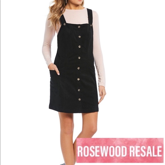 button front pinafore dress